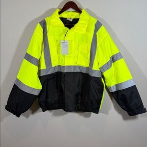 Neon Yellow and Black Safety Bomber Jacket